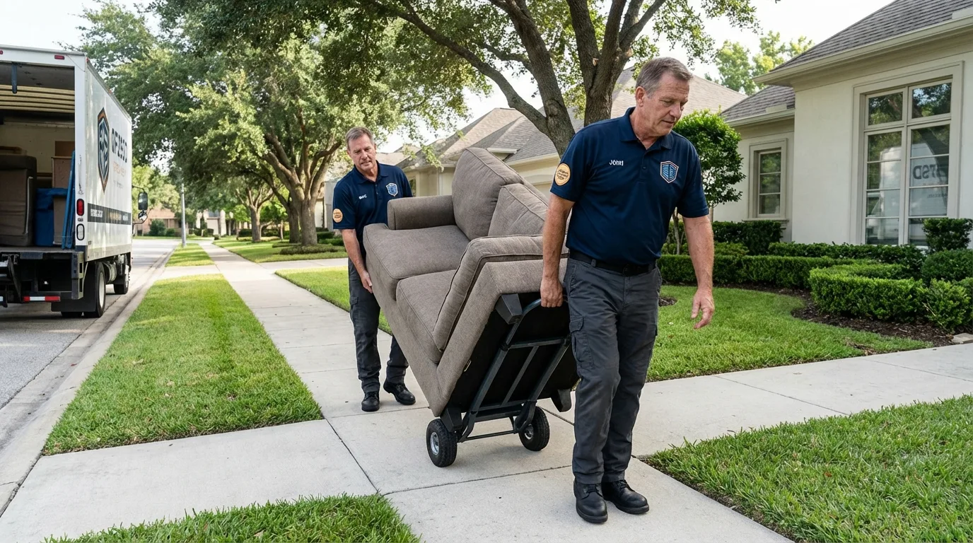 Local residential moving crew loading furniture in Lewiston, UT