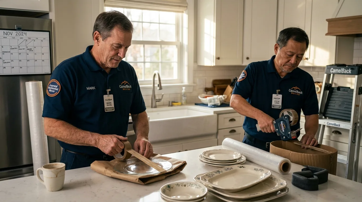 Professional crew packing kitchen dishware in Lewiston, UT